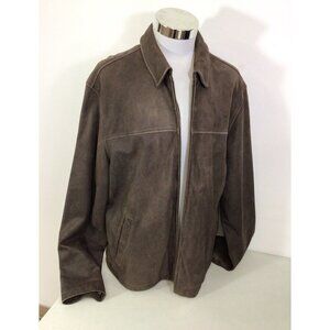 Eddie Bauer Brown Leather Jacket Aviator Coat Mens XL